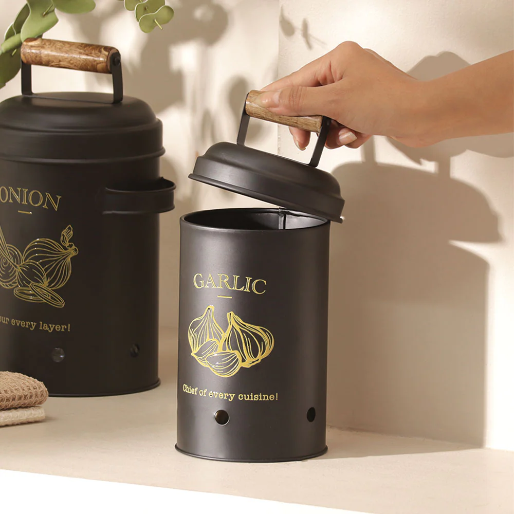 Haus Garlic Storage Bin Medium - Black - Image 4