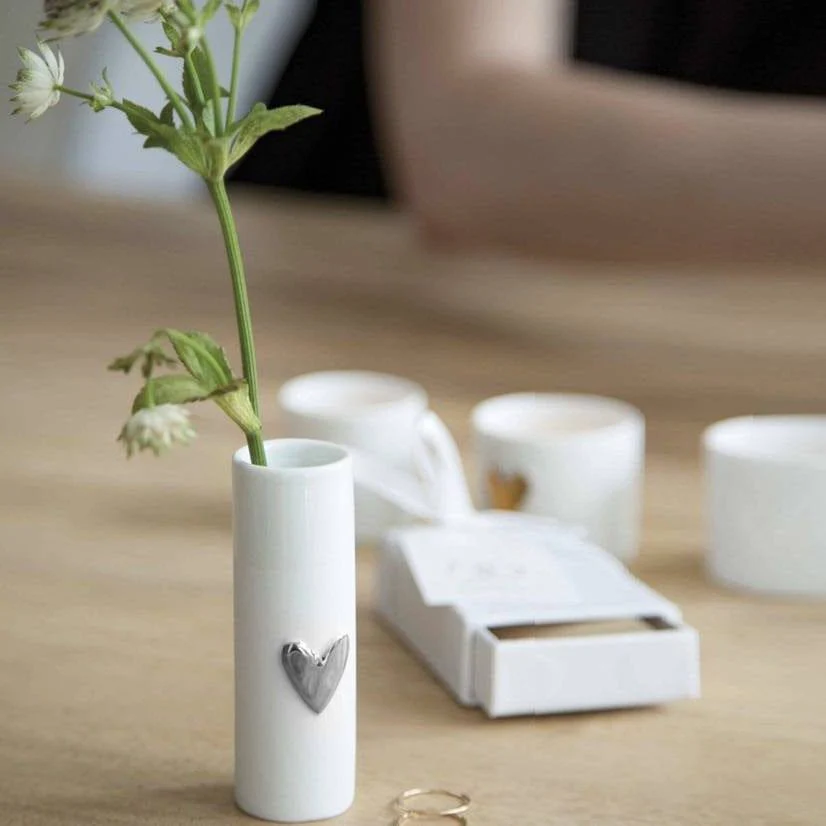 Heart Mini Vases, Set of 2 - Silver - Image 2