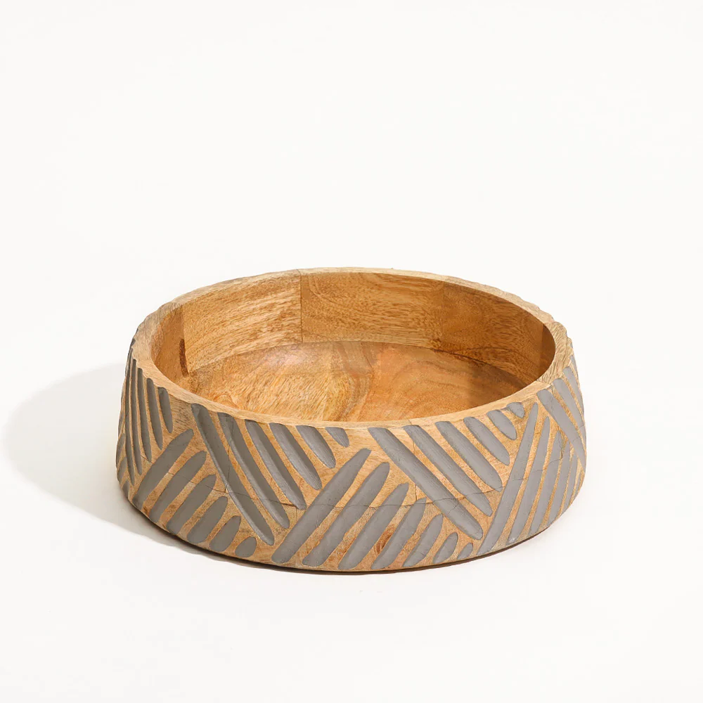 Herringbone Carved Bowl Large - Chestnut Grey - Image 3