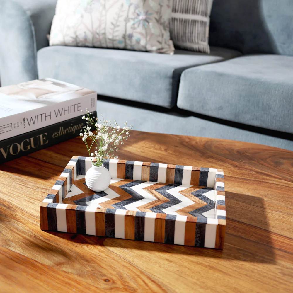 Herringbone Decorative Resin Tray Medium - Earthy - Image 5