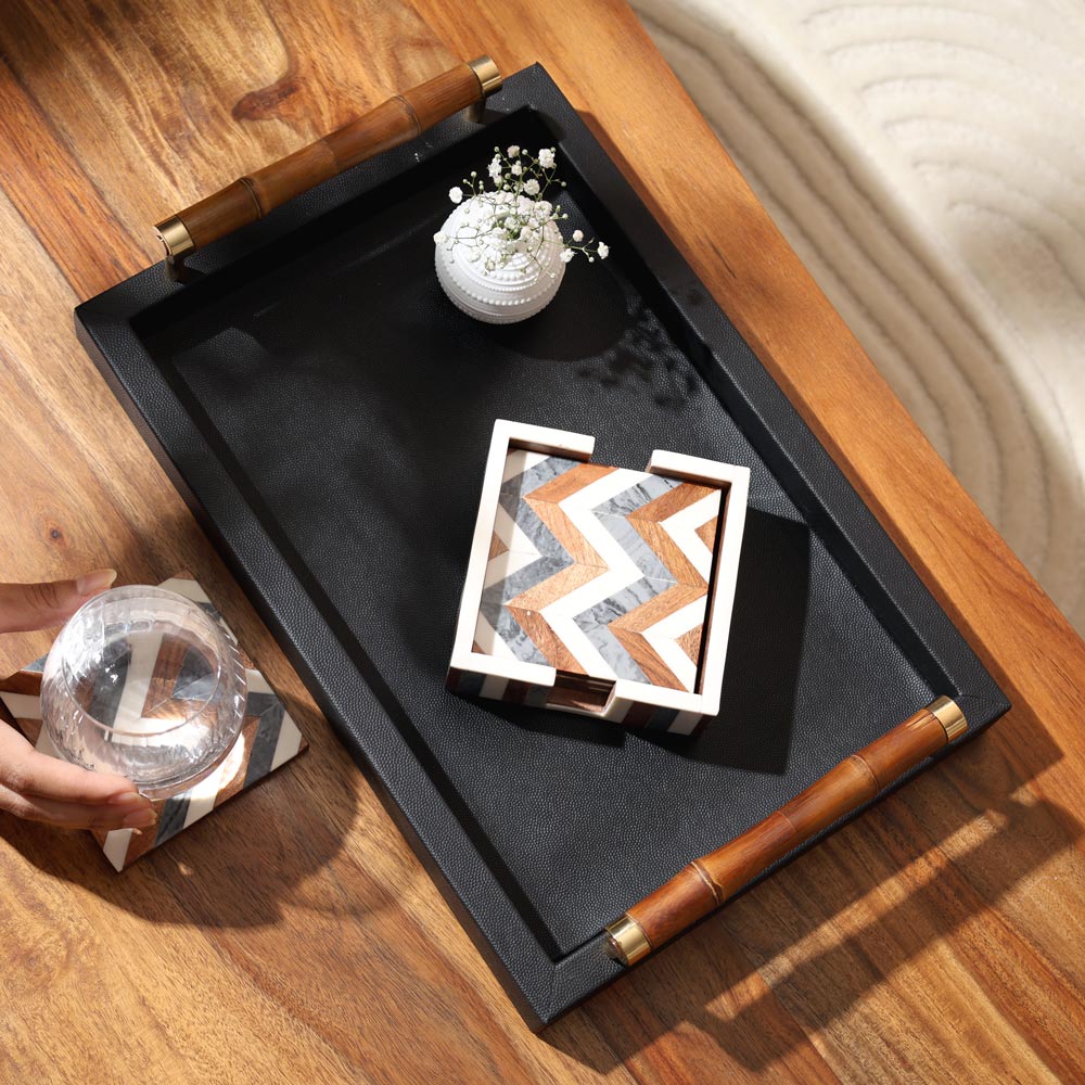 Herringbone Resin Square Coasters, Set of 4 - Earthy - Image 7