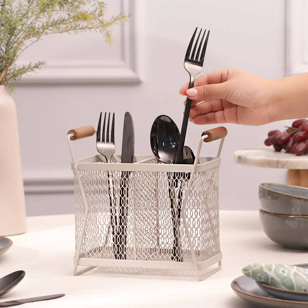 Hex Utensil Drainer and Holder - Taupe Natural - Image 2