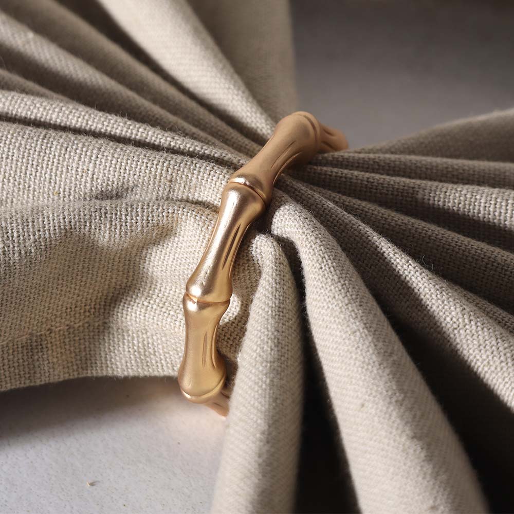 Hex Metal Napkin Rings, Set of 6 - Gold - Image 2