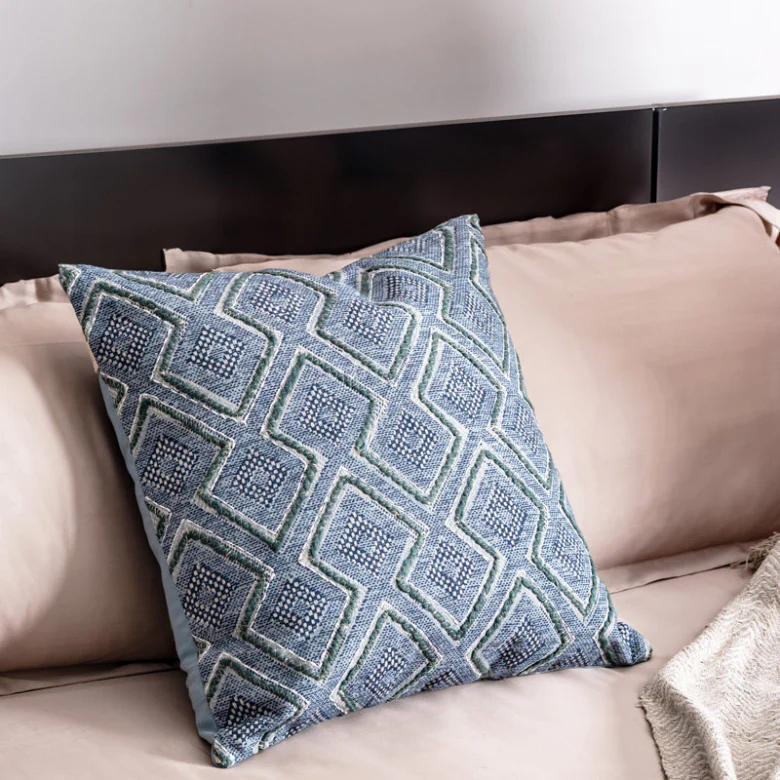Hexa Embroidered Cushion Cover 45x45cm - Blue - Image 2