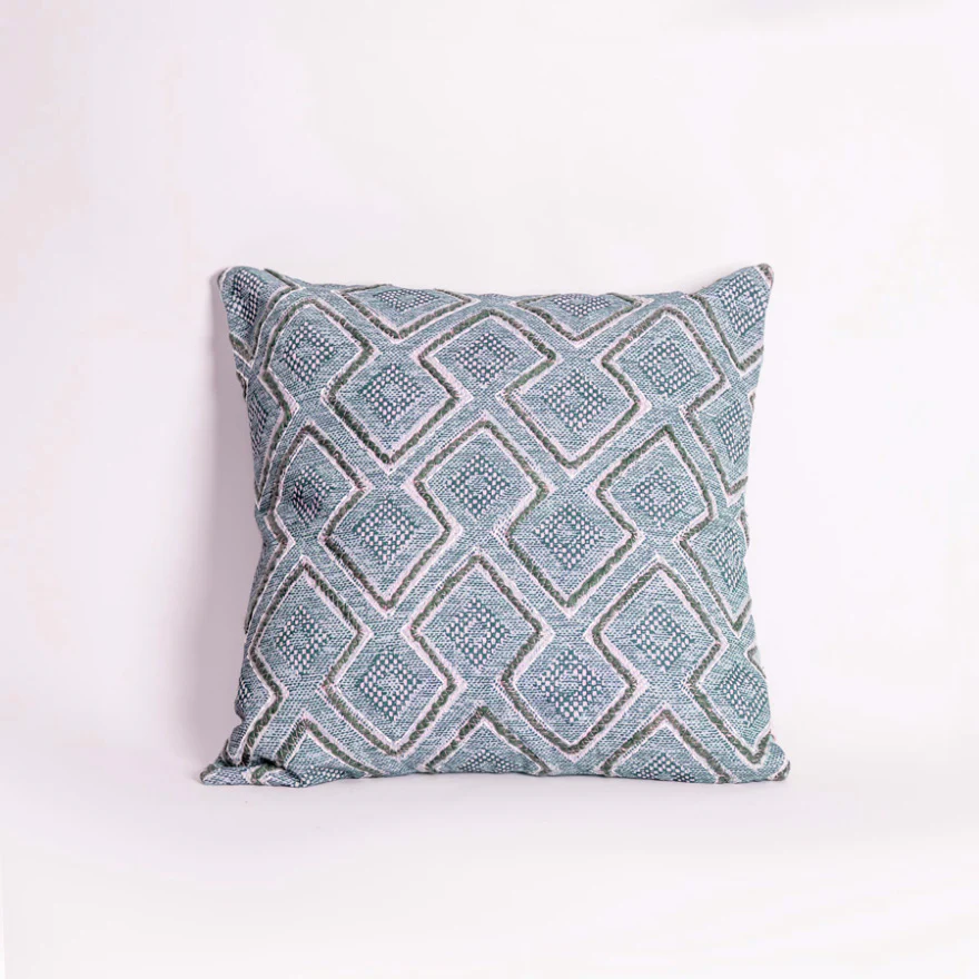 Hexa Embroidered Cushion Cover 45x45cm - Blue - Image 3