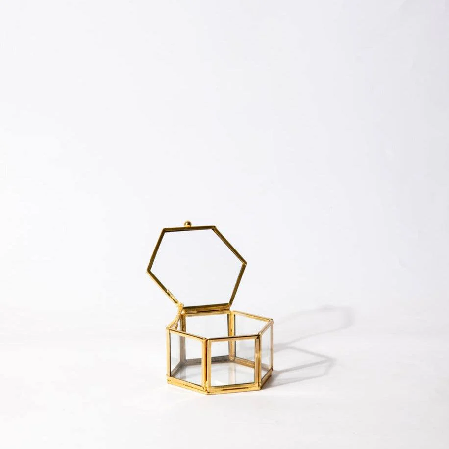 Hexagon Jewellery Box Small - Gold - Image 3