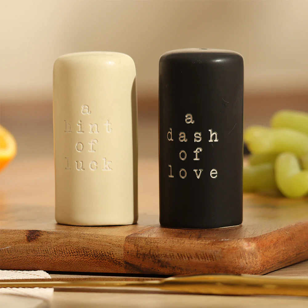 Hey! Salt and Pepper Shaker Set - Black & Beige - Image 2