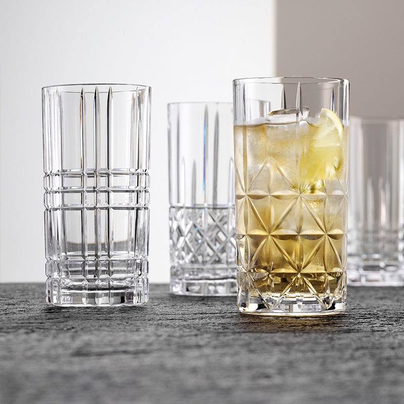 Highland Square Long Drink Glasses 375ml, Set of 6