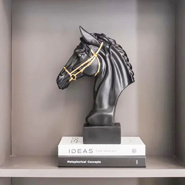 Horse Head Sculpture Medium - Black - Image 2