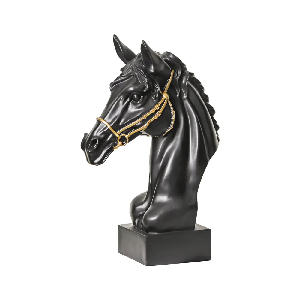 Horse Head Sculpture Medium - Black - Image 3