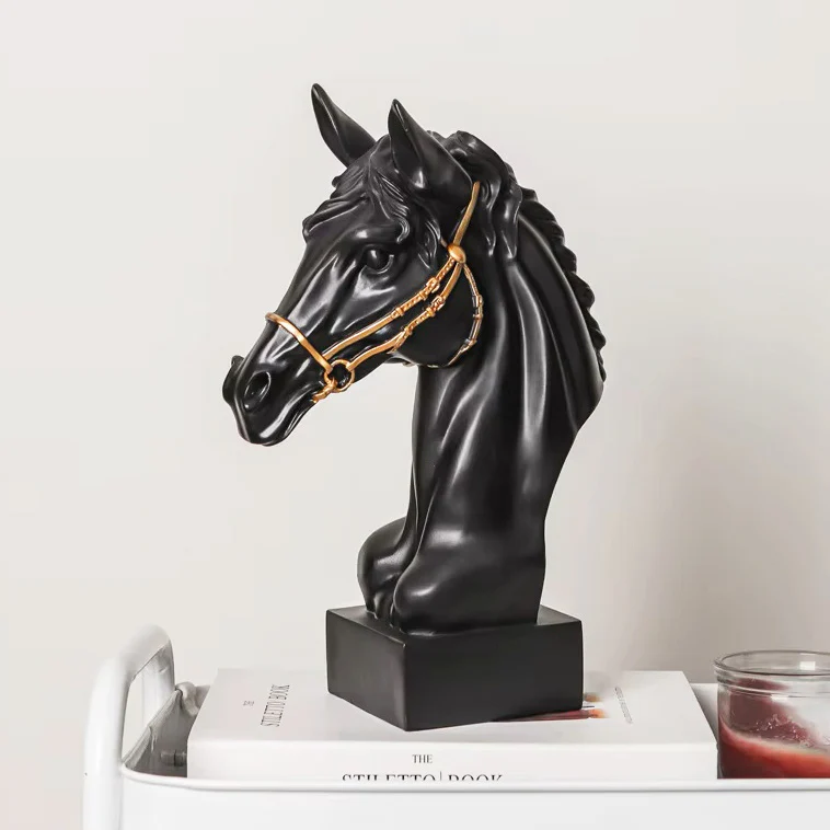 Horse Head Sculpture Medium - Black - Image 4