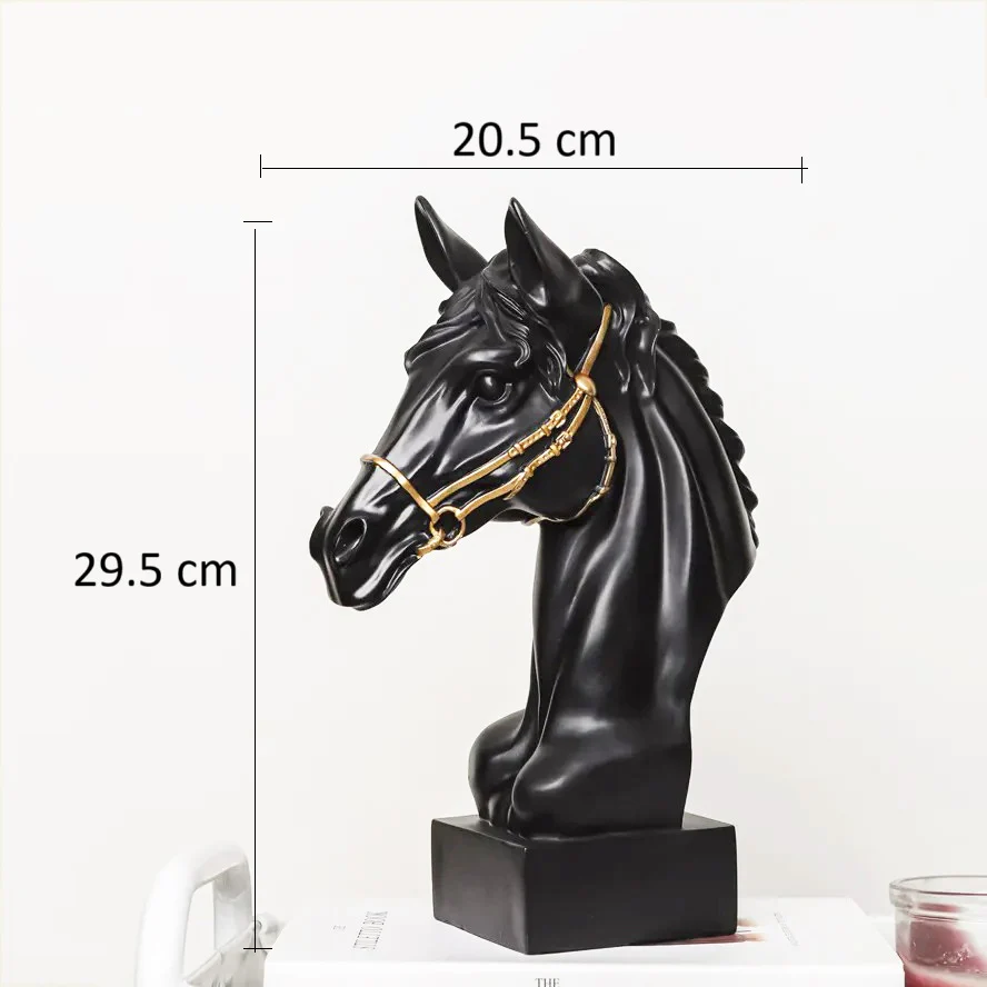 Horse Head Sculpture Medium - Black - Image 5