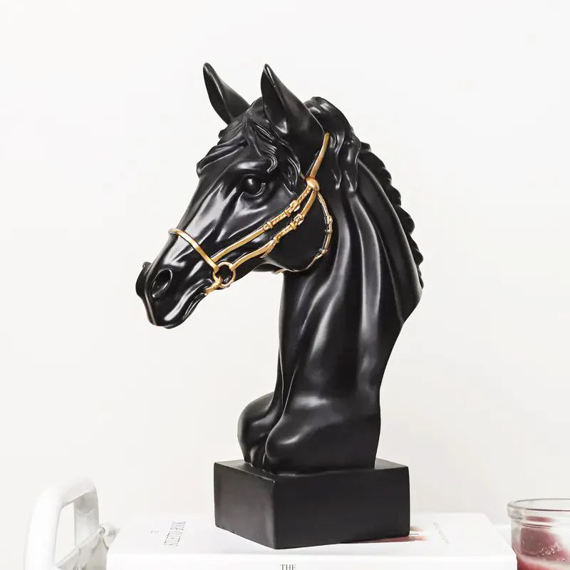 Horse Head Sculpture Medium - Black - Image 6
