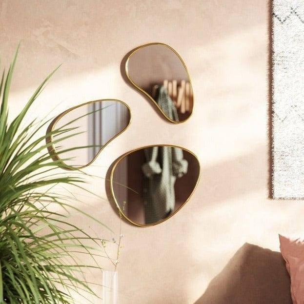Hubba Pebble Mirrors, Set of 3 - Brass