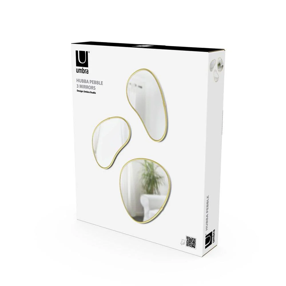 Hubba Pebble Mirrors, Set of 3 - Brass - Image 10