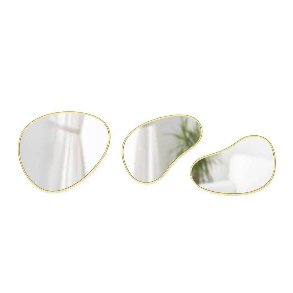 Hubba Pebble Mirrors, Set of 3 - Brass - Image 11
