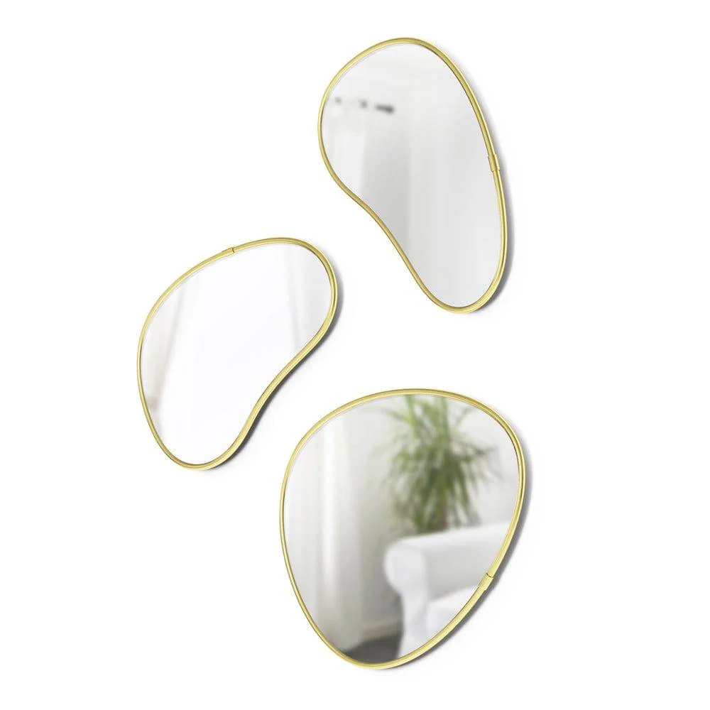 Hubba Pebble Mirrors, Set of 3 - Brass - Image 2