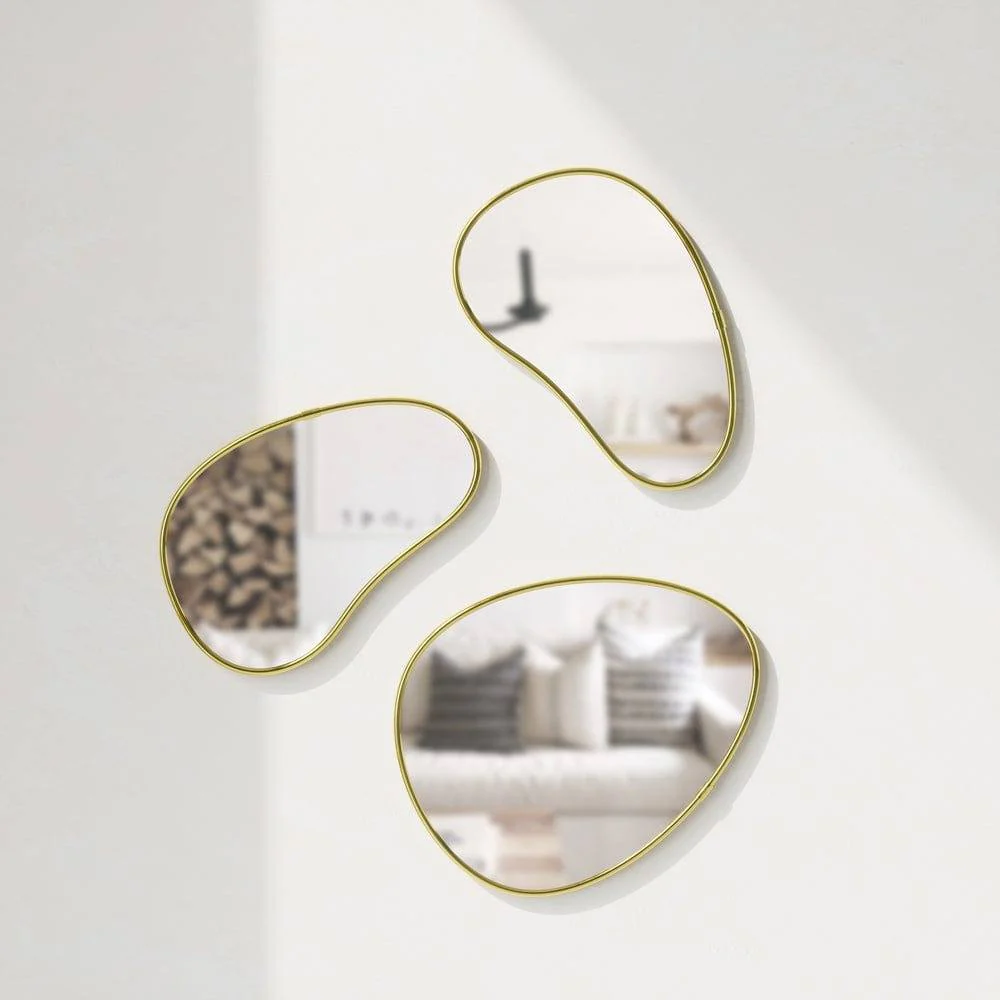 Hubba Pebble Mirrors, Set of 3 - Brass - Image 4
