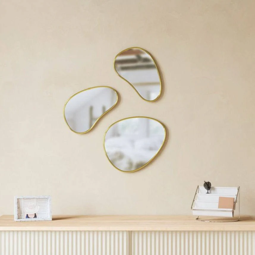 Hubba Pebble Mirrors, Set of 3 - Brass - Image 5