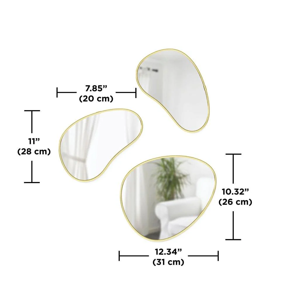 Hubba Pebble Mirrors, Set of 3 - Brass - Image 6
