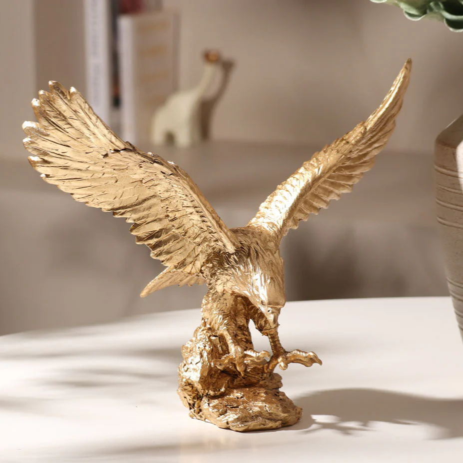 Hunting Eagle Sculpture Medium - Gold