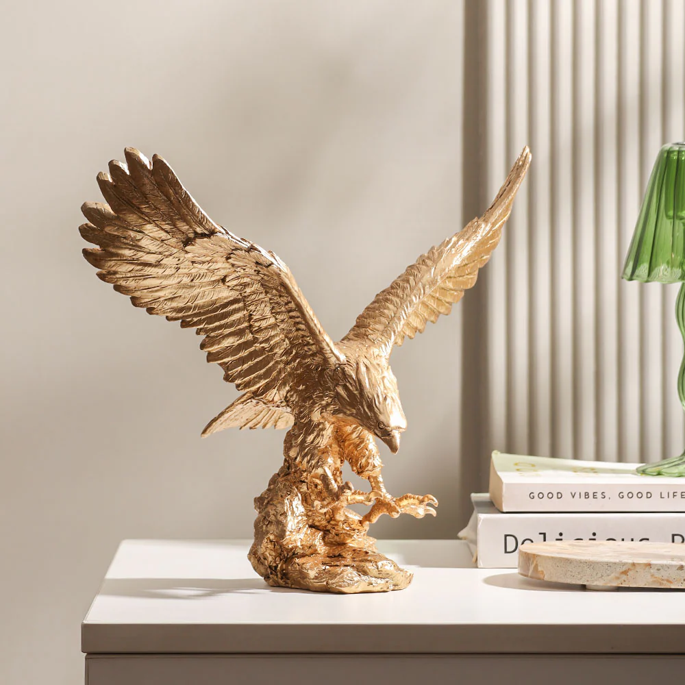 Hunting Eagle Sculpture Medium - Gold - Image 3