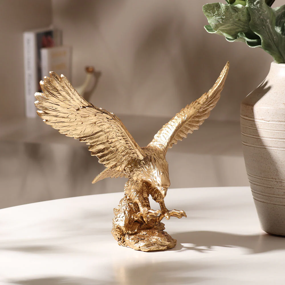 Hunting Eagle Sculpture Medium - Gold - Image 6