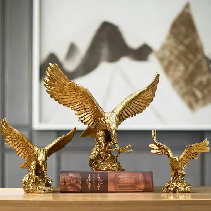 Hunting Eagle Sculpture Medium - Gold - Image 8