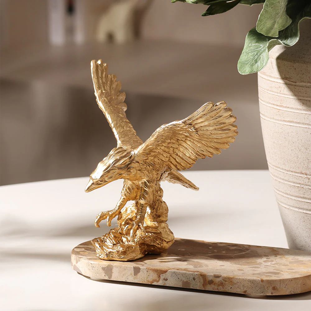 Hunting Eagle Sculpture Small - Gold - Image 4