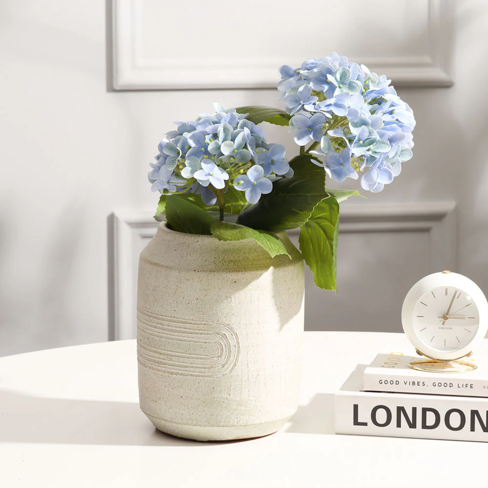 Hydrangea Artificial Potted Plant Small - Blue - Image 3