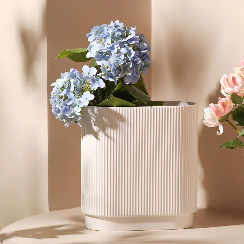 Hydrangea Artificial Potted Plant Small - Blue - Image 4