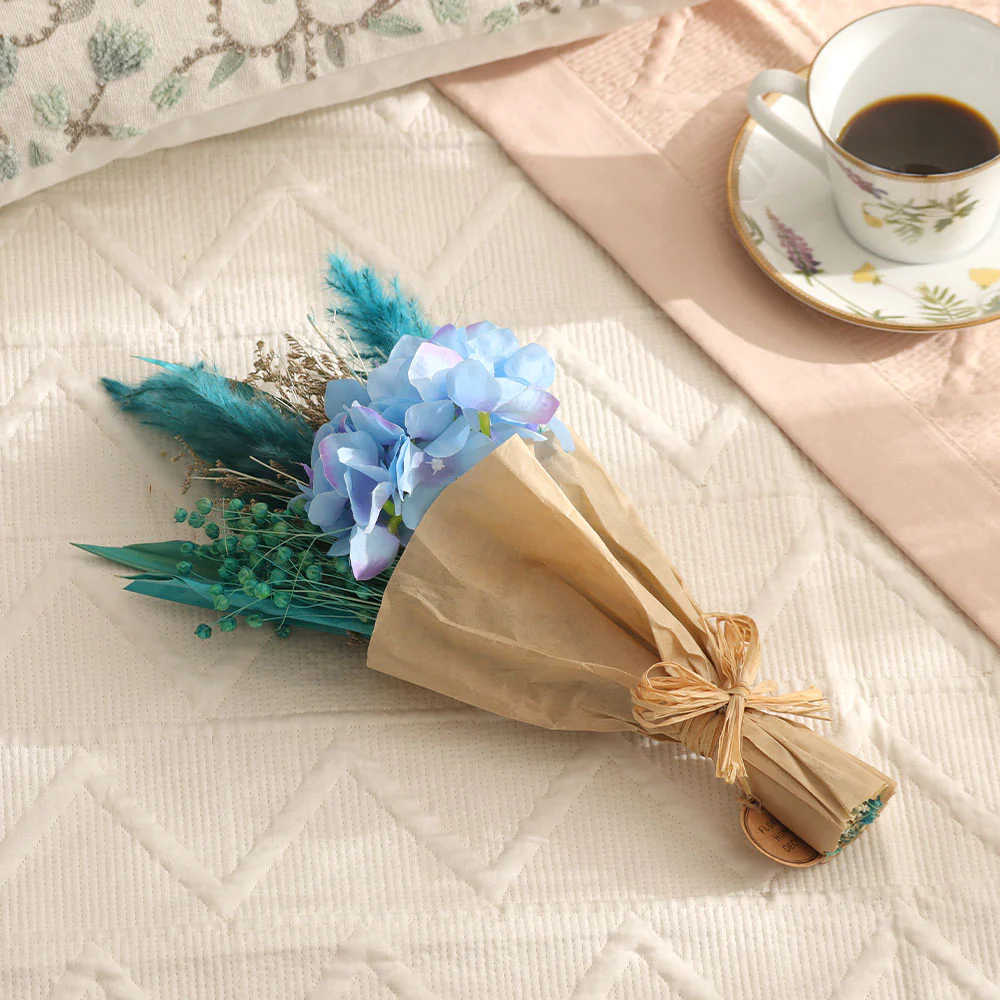 Hydrangea Bouquet in Parchment Small - Blue - Image 3