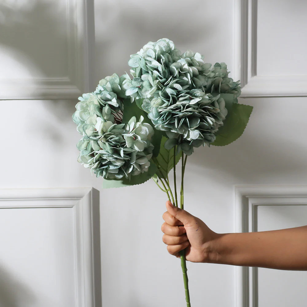 Hydrangea Faux Bunch, Set of 2 - Sky Blue