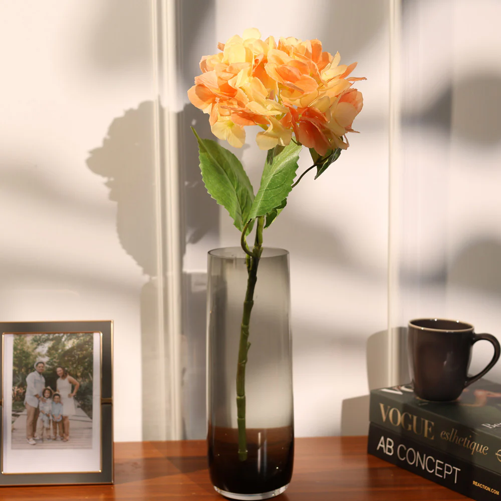 Hydrangea Faux Stem - Tangerine - Image 4