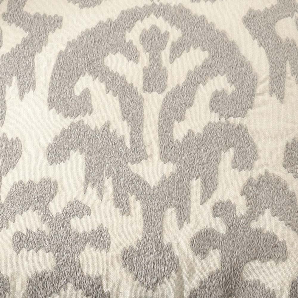 Ikat Embroidered Cotton Cushion Cover 45x45cm - White Grey - Image 5