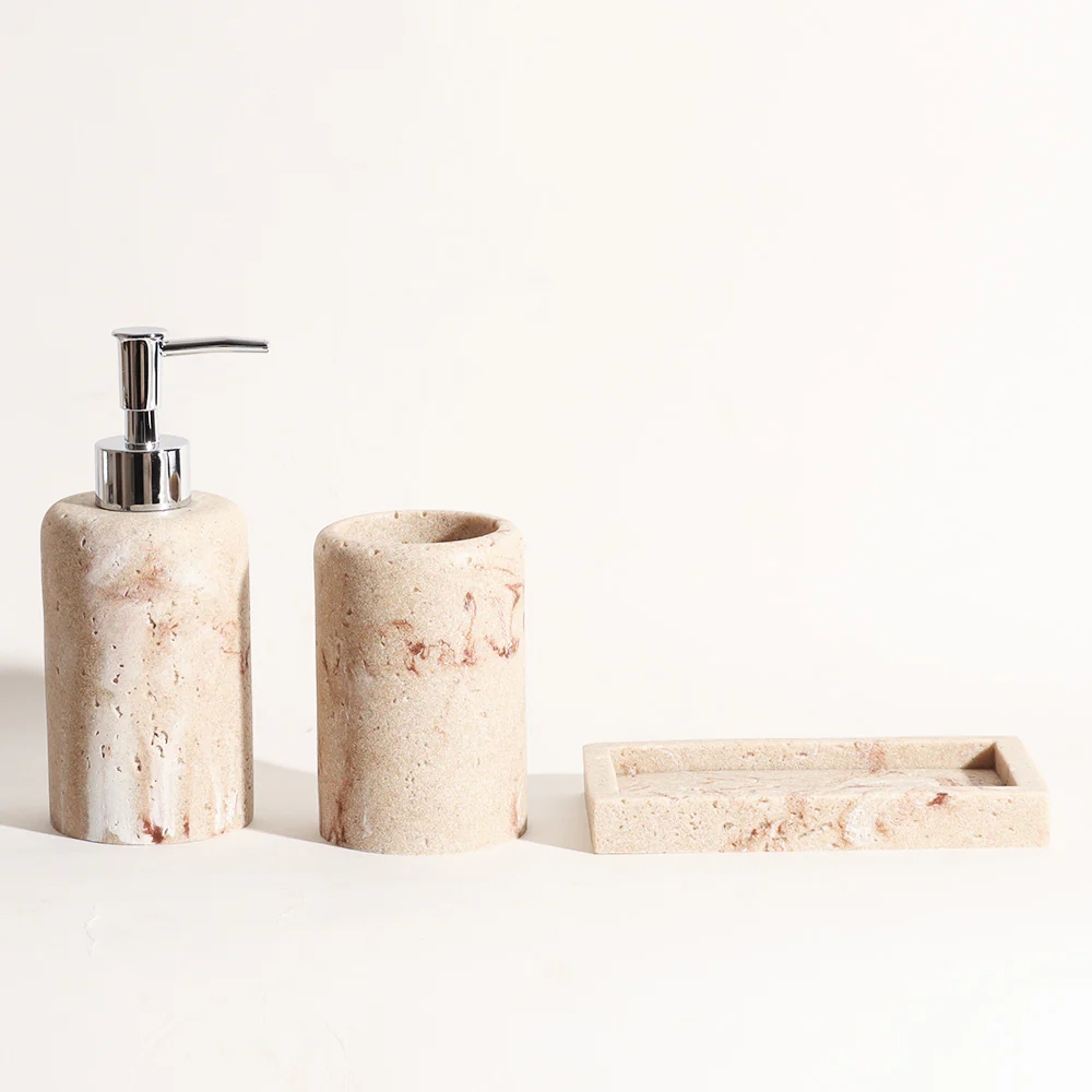 Inez 3-piece Bathroom Set - Marbled Sandstone - Image 3
