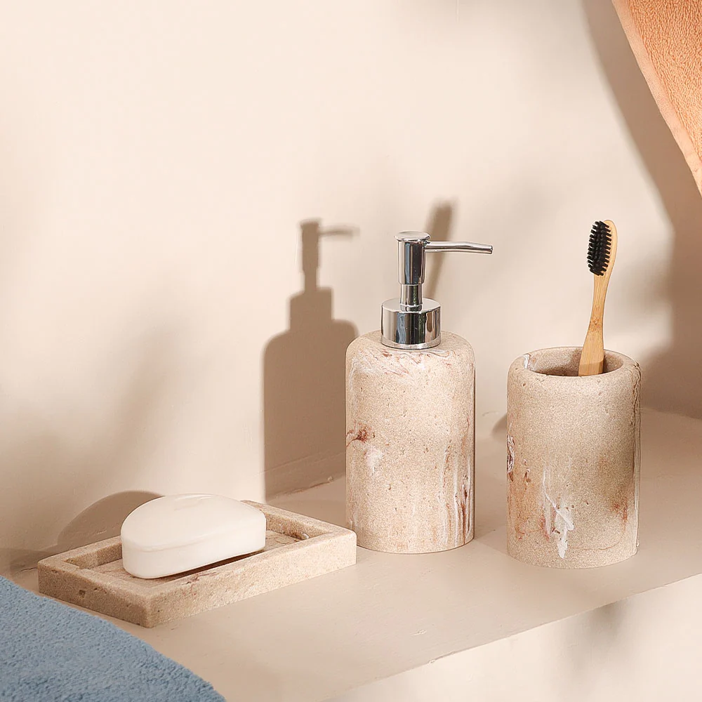 Inez 3-piece Bathroom Set - Marbled Sandstone - Image 5