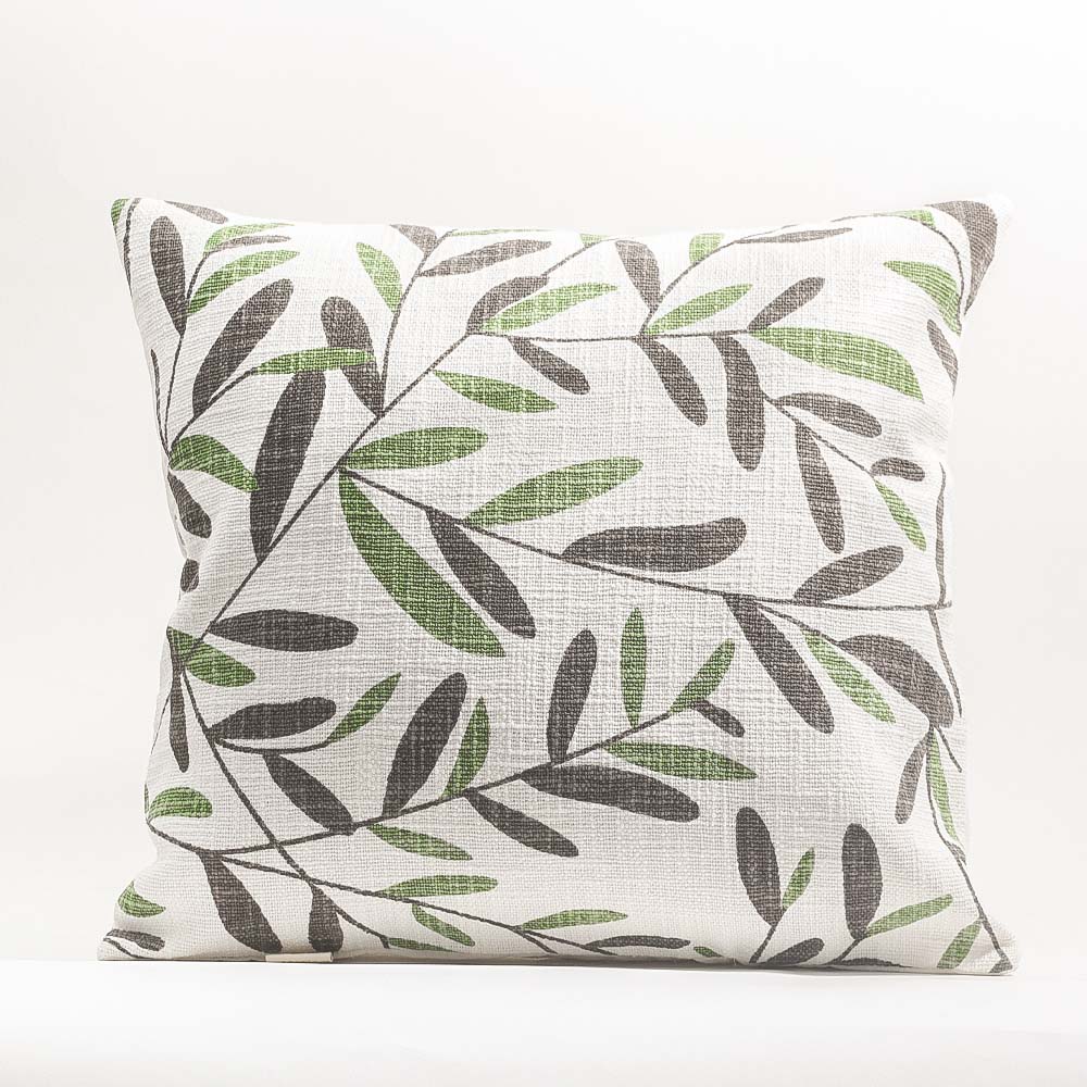 Ivy Printed Cotton Cushion Cover 45x45cm - Green White - Image 4