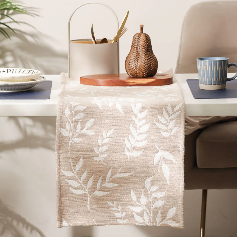 Ivy Vine Table Runner - White Greige