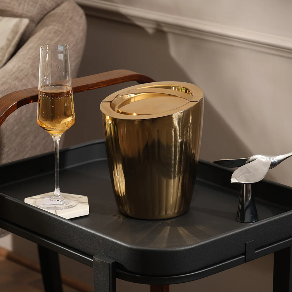 Janus Double-Walled Ice Bucket with Lid - Gold - Image 3