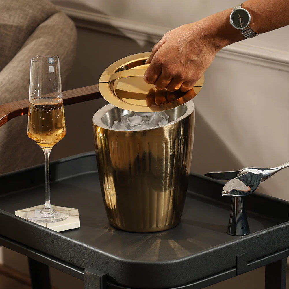 Janus Double-Walled Ice Bucket with Lid - Gold - Image 4