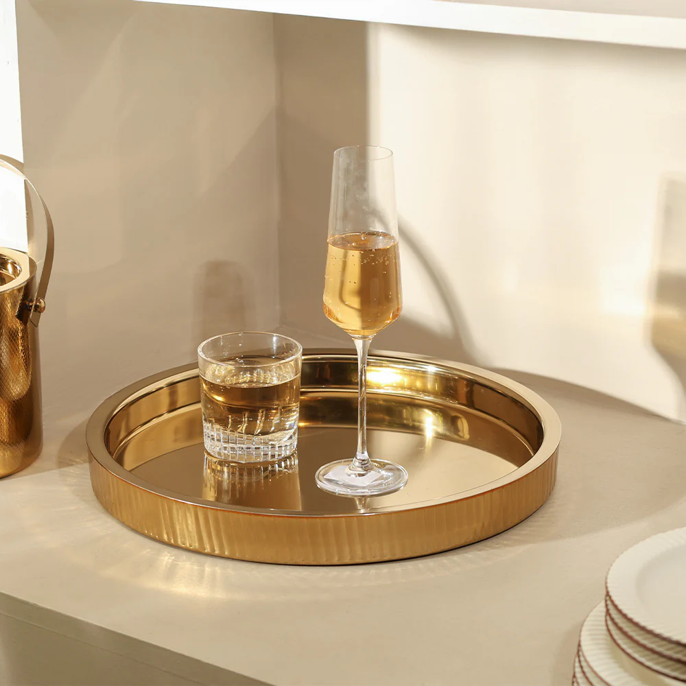 Janus Double-Walled Round Tray Large - Gold - Image 2
