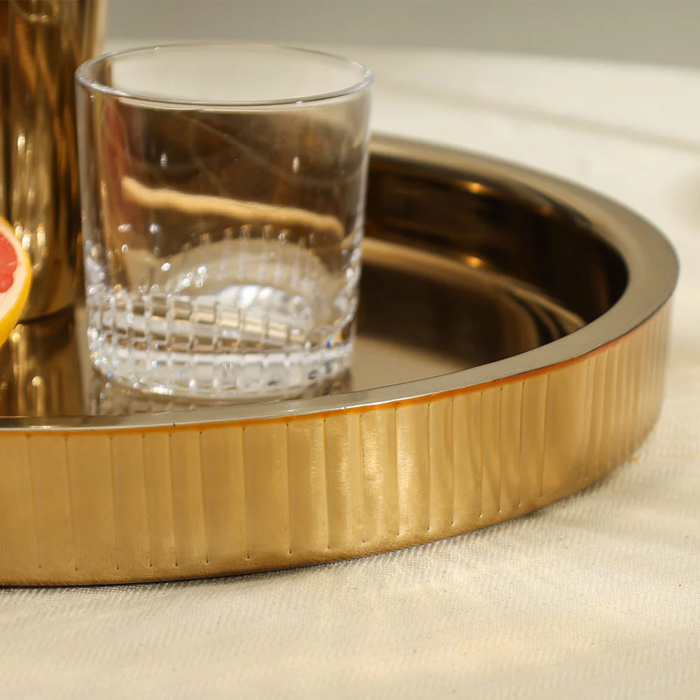 Janus Double-Walled Round Tray Large - Gold - Image 4