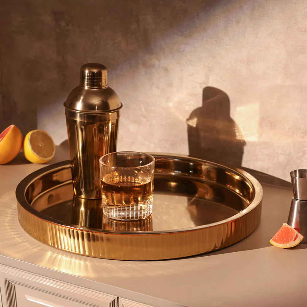 Janus Double-Walled Round Tray Large - Gold - Image 5