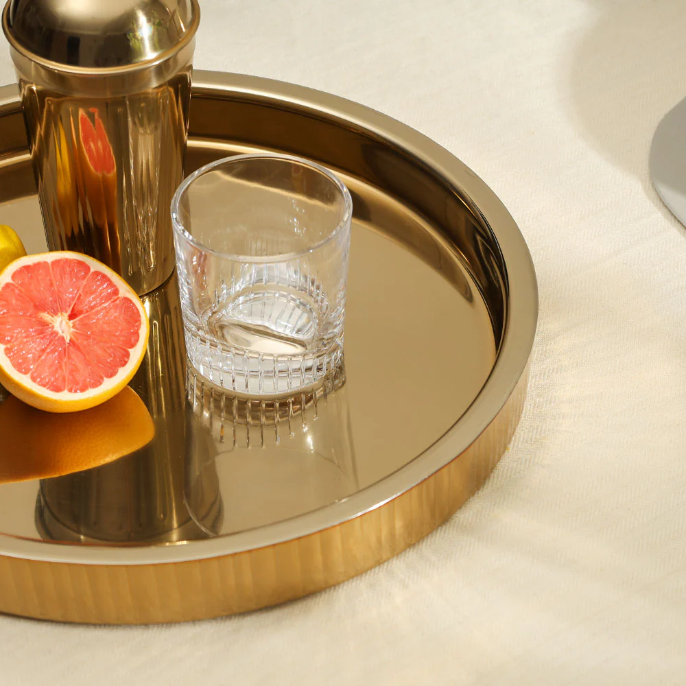 Janus Double-Walled Round Tray Large - Gold - Image 6