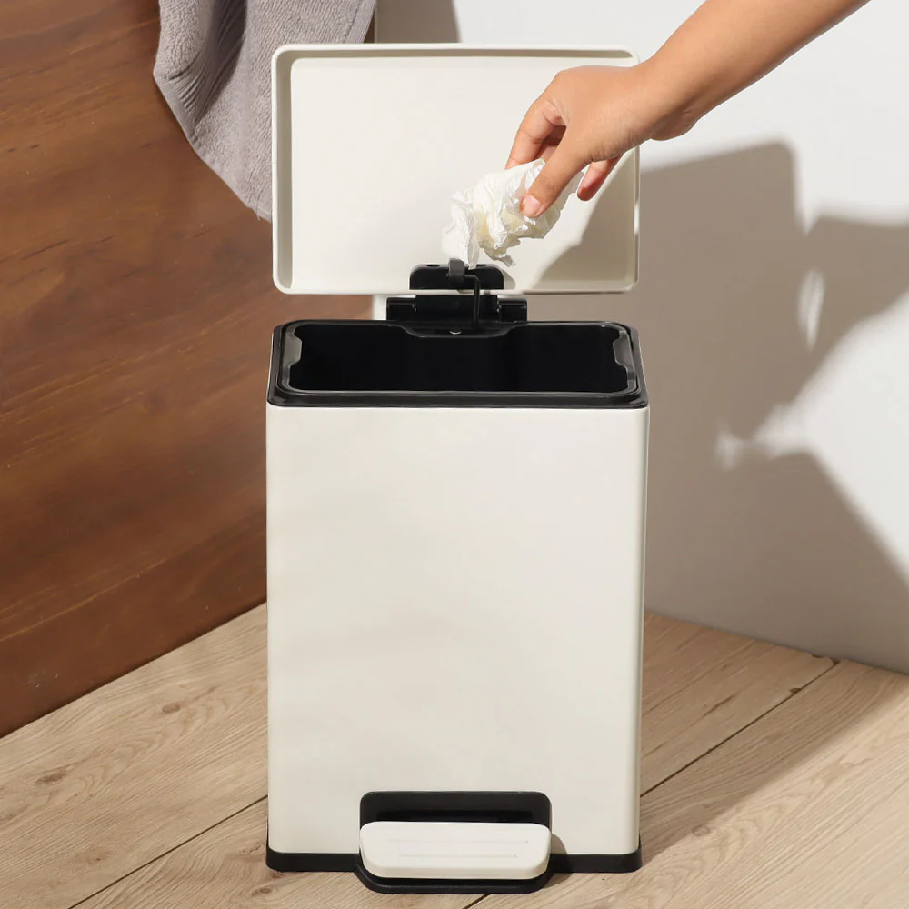 Jasper Rectangular Pedal Bin 7L - White - Image 3