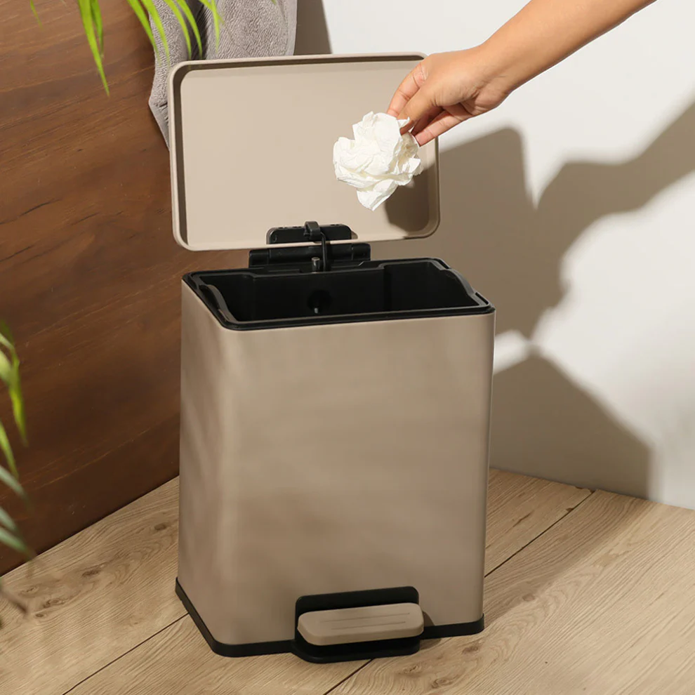 Jasper Rectangular Pedal Bin 9L - Taupe - Image 5