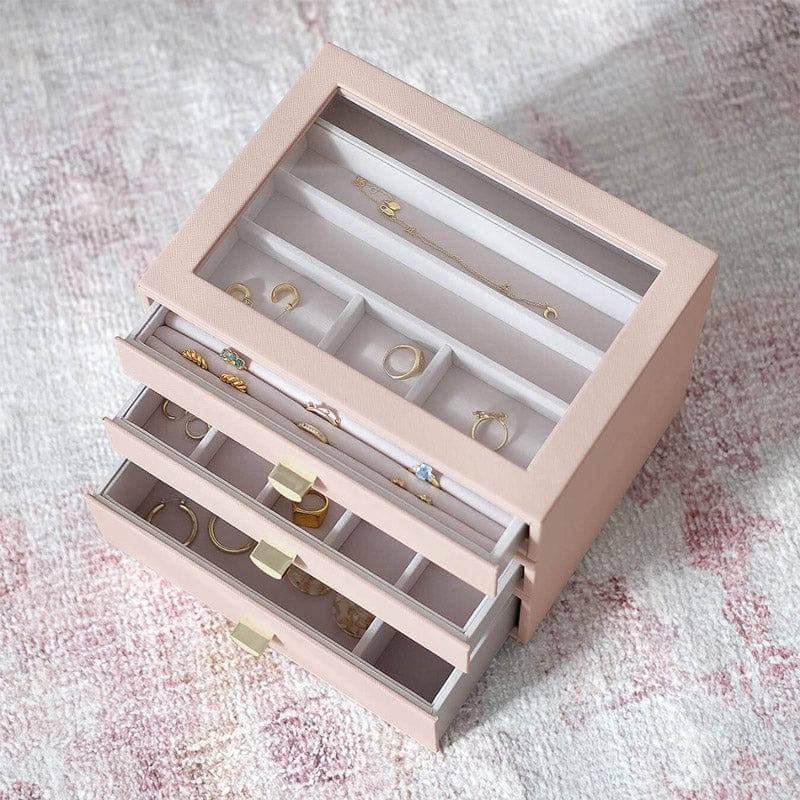 Jewellery Box Triple Drawers Medium - Blush Pink