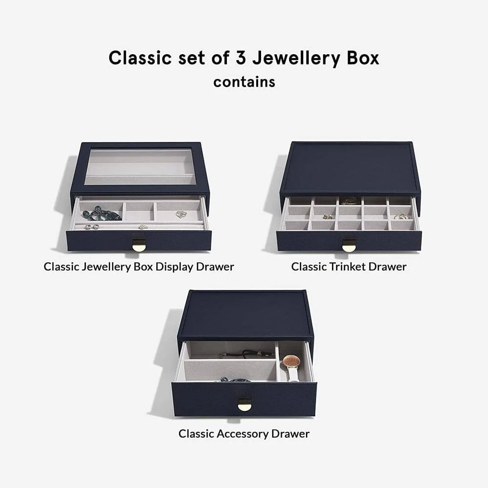 Jewellery Box Triple Drawers Medium - Pebble Navy - Image 3