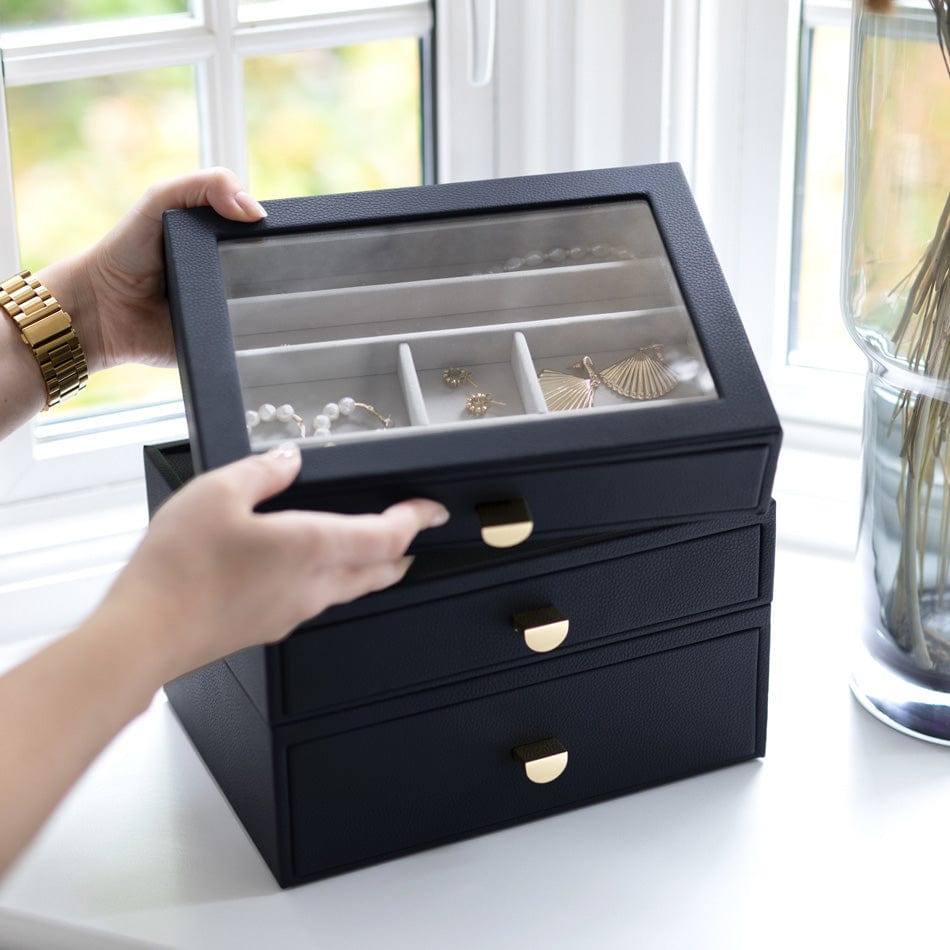 Jewellery Box Triple Drawers Medium - Pebble Navy - Image 7